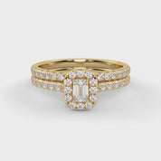 IGI Certified Lab Diamond Half Eternity Halo Bridal Set Ring