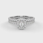 IGI Certified Lab Diamond Half Eternity Halo Bridal Set Ring