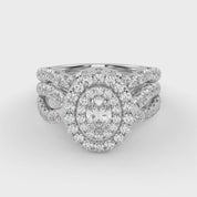 IGI Certified Twisted Shank Double Halo Diamond Bridal Set Ring
