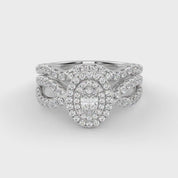 IGI Certified Twisted Shank Double Halo Diamond Bridal Set Ring