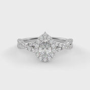IGI Certified 1.00 Carat Pear & Round Lab Diamond Engagement Ring