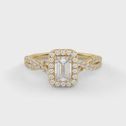 IGI Certified 1.00 Carat Emerald & Round Cut Lab Diamond Engagement Ring