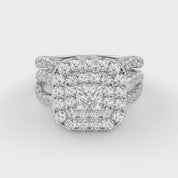 IGI Certified Infinity Shank Princess Cut Lab Diamond Bridal Set Ring