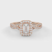 IGI Certified 1.00 Carat Emerald & Round Cut Lab Diamond Engagement Ring