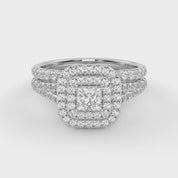 Princess and Round 1.25 Carat Double Halo Bridal Set Ring