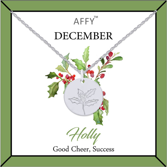 Birth Flower Necklace Engraved Custom Floral Pendant Necklaces In 14k Gold Plated Brass