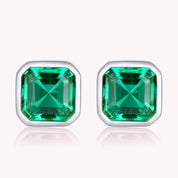 Ray Emerald Gemstone Solitaire Stud Earrings