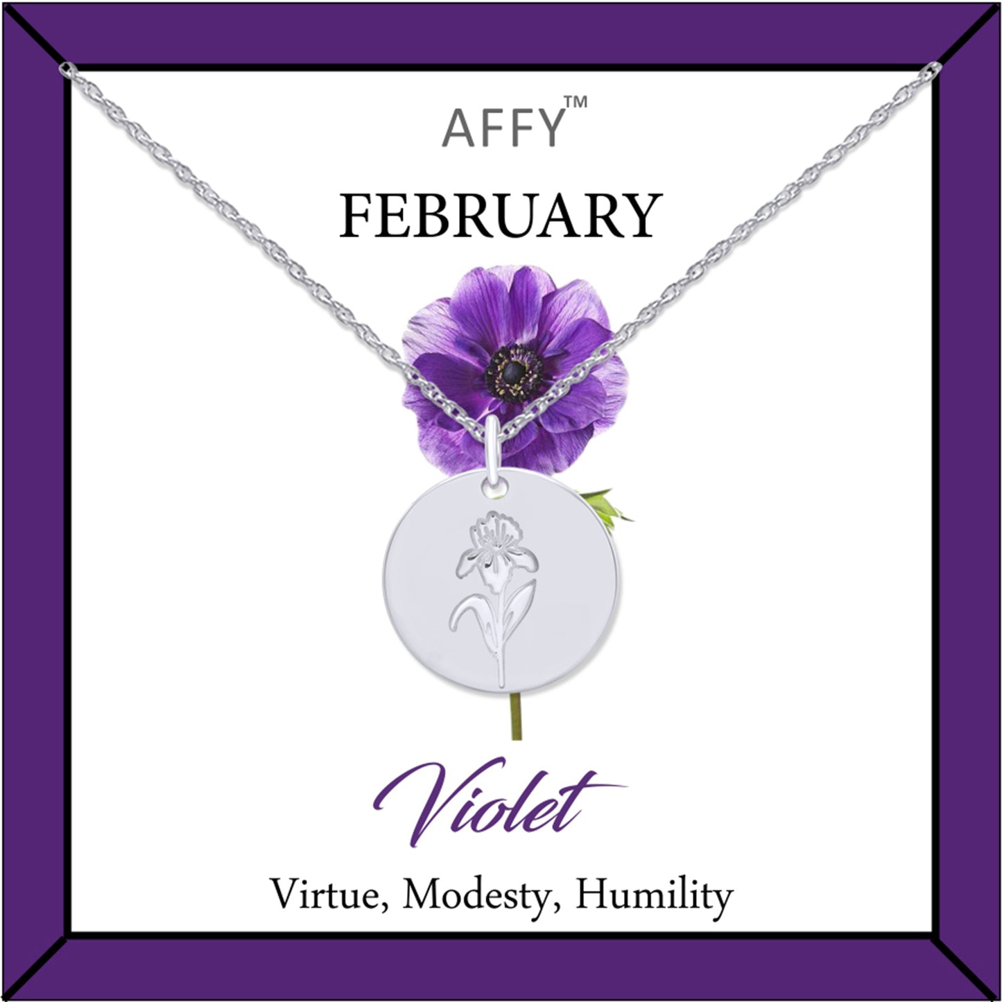 Birth Flower Necklace Engraved Custom Floral Pendant Necklaces In 14k Gold Plated Brass