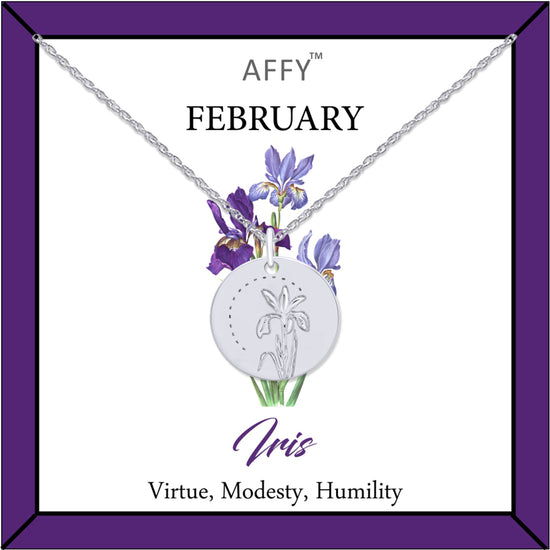Birth Flower Necklace Engraved Custom Floral Pendant Necklaces In 14k Gold Plated Brass