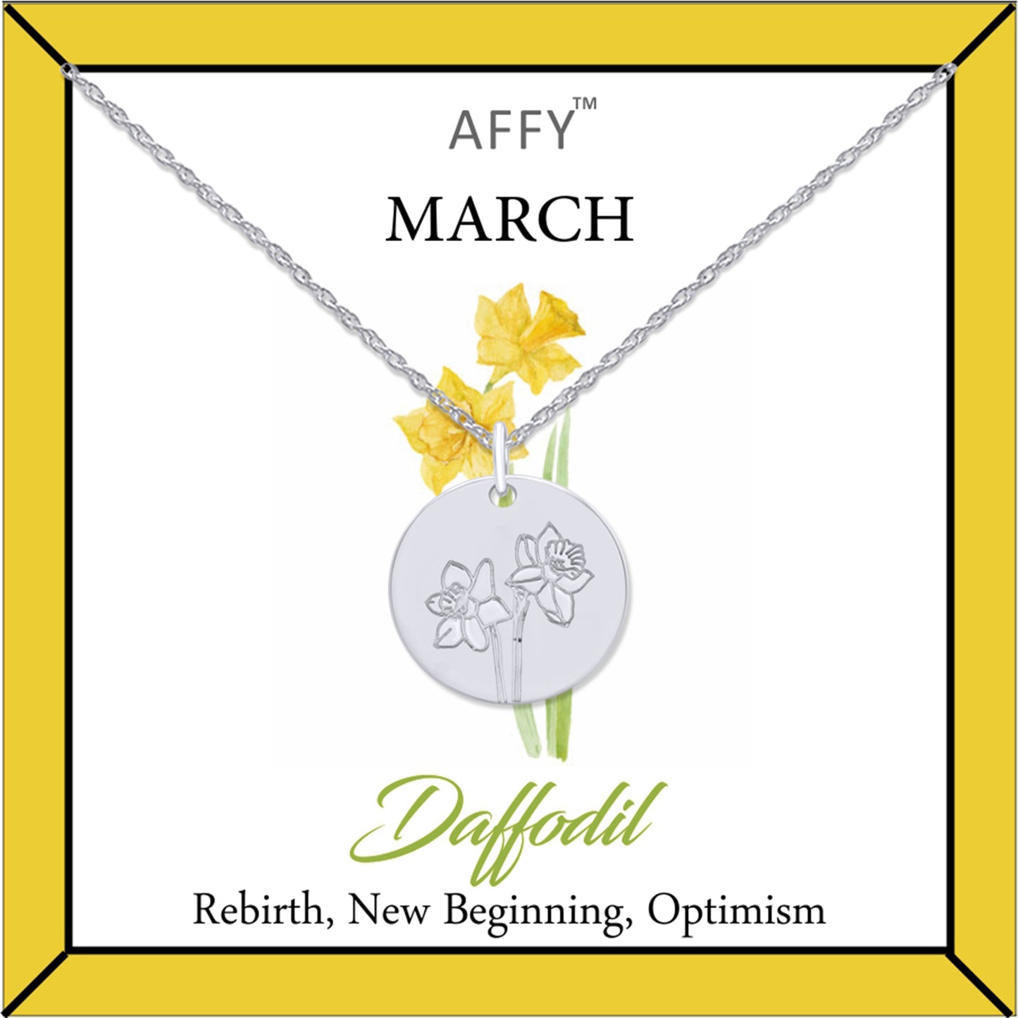 Birth Flower Necklace Engraved Custom Floral Pendant Necklaces In 14k Gold Plated Brass