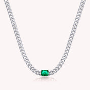 Lea Cuban Link Emerald Chain Necklace