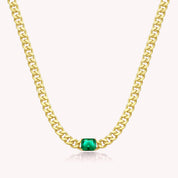 Lea Cuban Link Emerald Chain Necklace