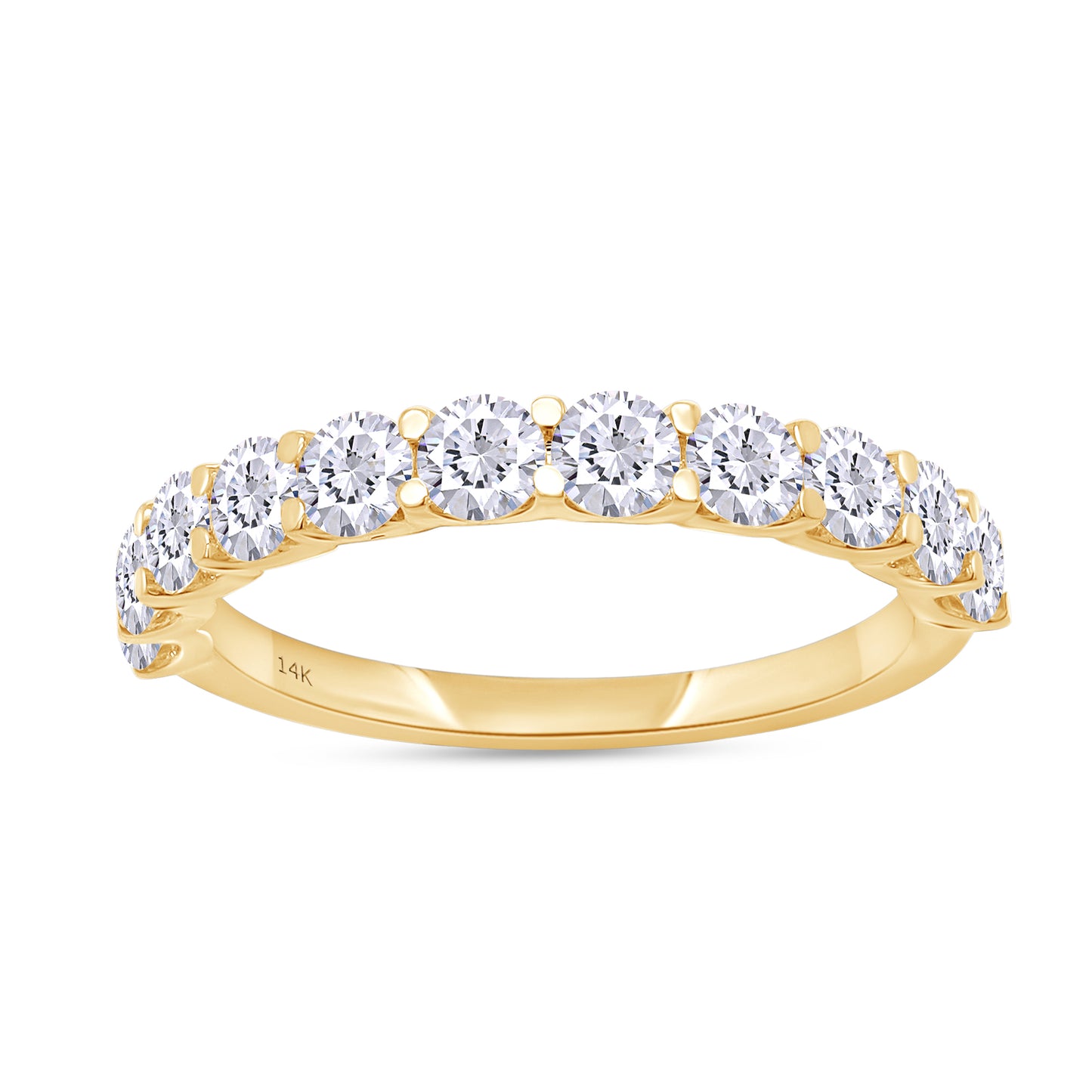 1 Carat IGI Certified Lab Grown Diamond Half Eternity Ring for Women (14K Solid Gold) Round Shape Stackable Wedding Ring Band For Her (Color: G-H, Clarity: VS-SI, 1.00 Cttw)