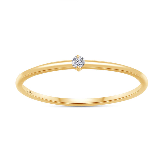 14K Yellow Gold Baguette And Round Cut Lab Grown Diamond Engagement Promise Rings | Dainty Stacking Rings For Women