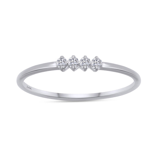 14k White Gold Baguette And Round Cut Lab Grown Diamond Engagement Promise Rings | Dainty Stacking Rings For Women