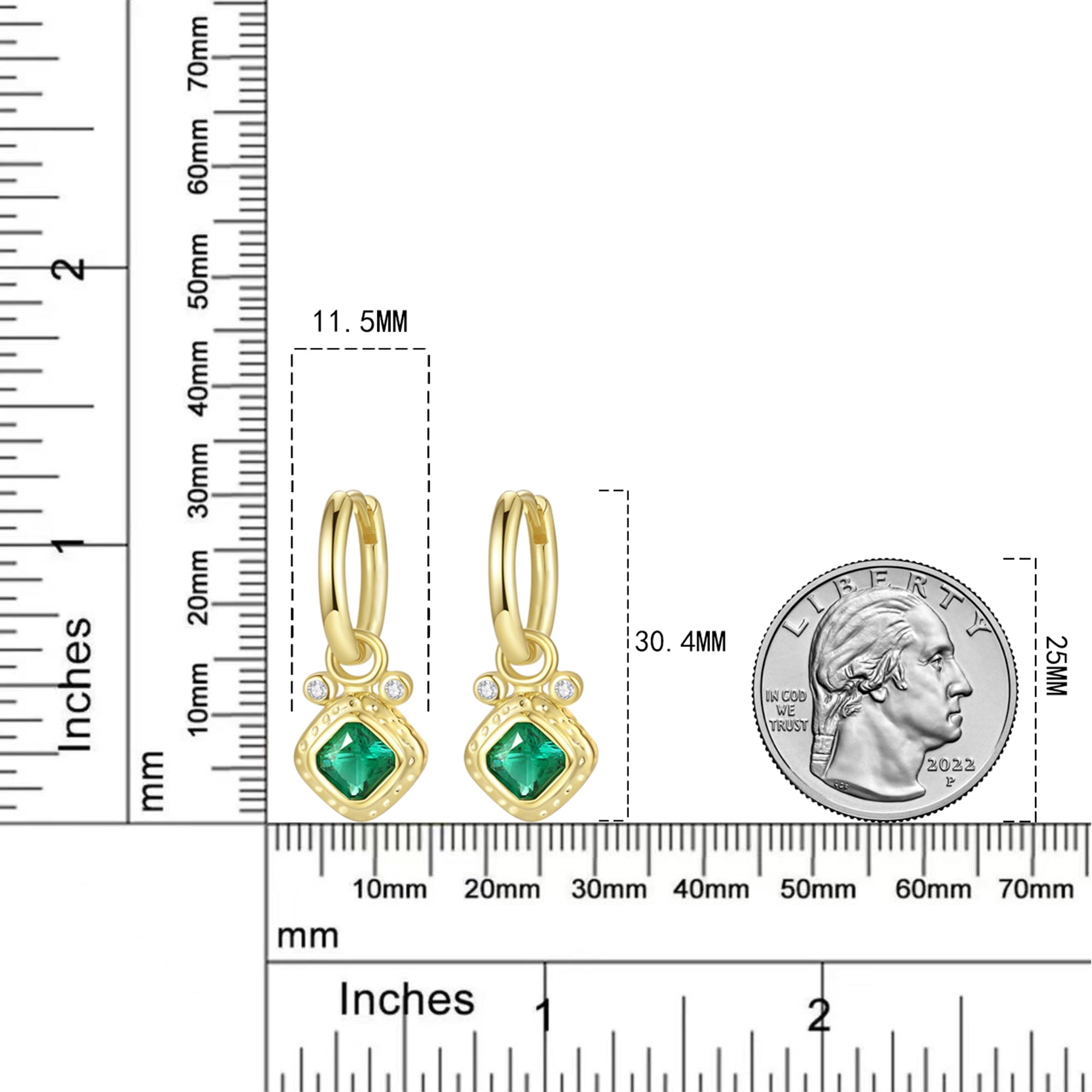 Ash Emerald Solitaire Trendy Hoop Earrings