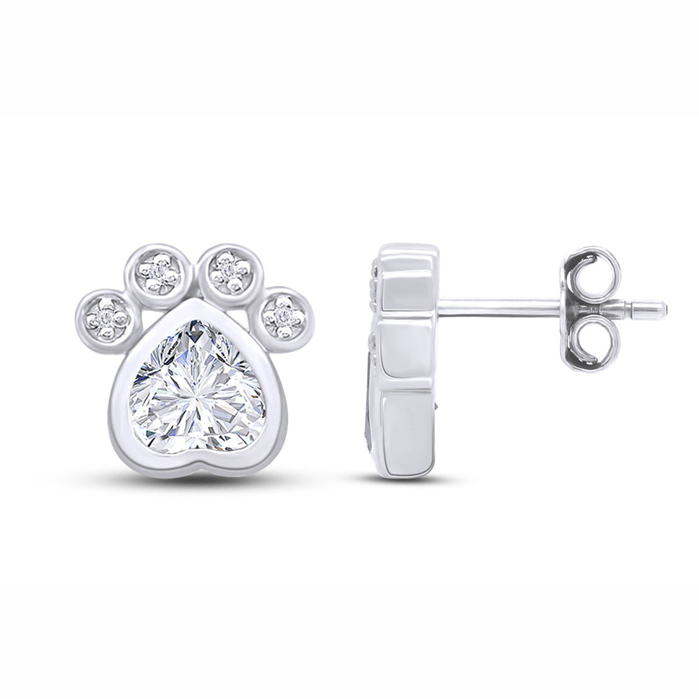 
                      
                        Heart & Round Cut Simulated Birthstone & White Cubic Zirconia Dog Paw Print Stud Earrings For Women In 925 Sterling Silver
                      
                    