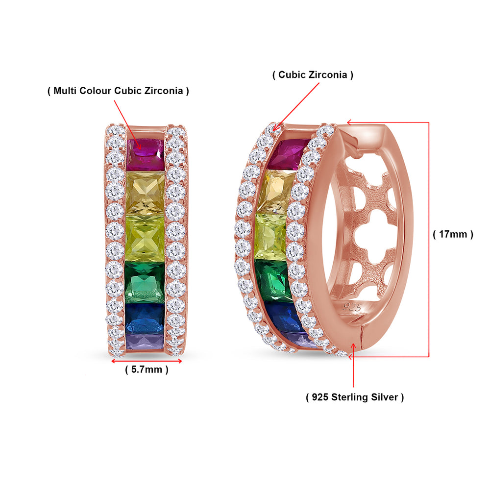 
                      
                        Rainbow Hoop Earrings for Women, 14K Gold Plated 925 Sterling Silver Multi-Color Cubic Zirconia Round Huggie Earrings, Hypoallergenic Earrings Jewelry Gifts
                      
                    