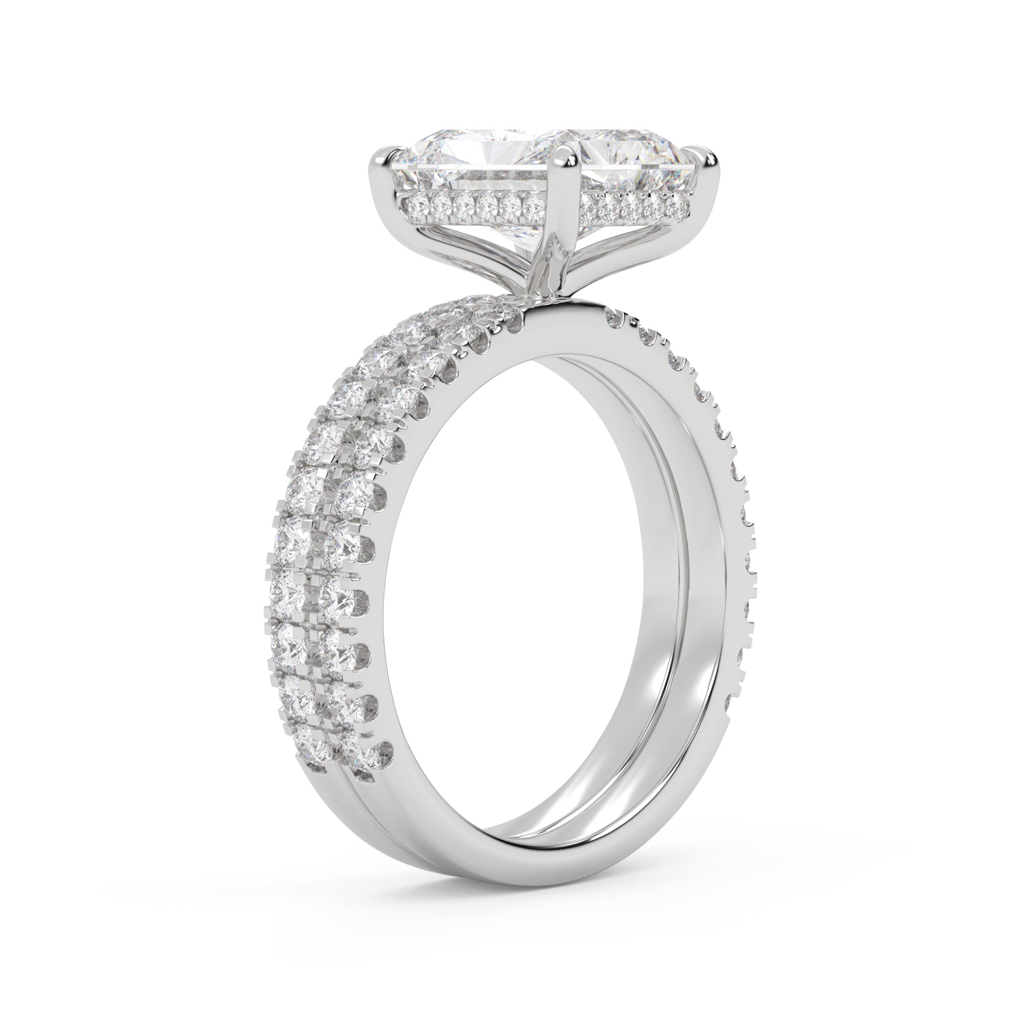 Radiant and Round IGI Certified Lab Grown Diamond Bridal Set Ring
