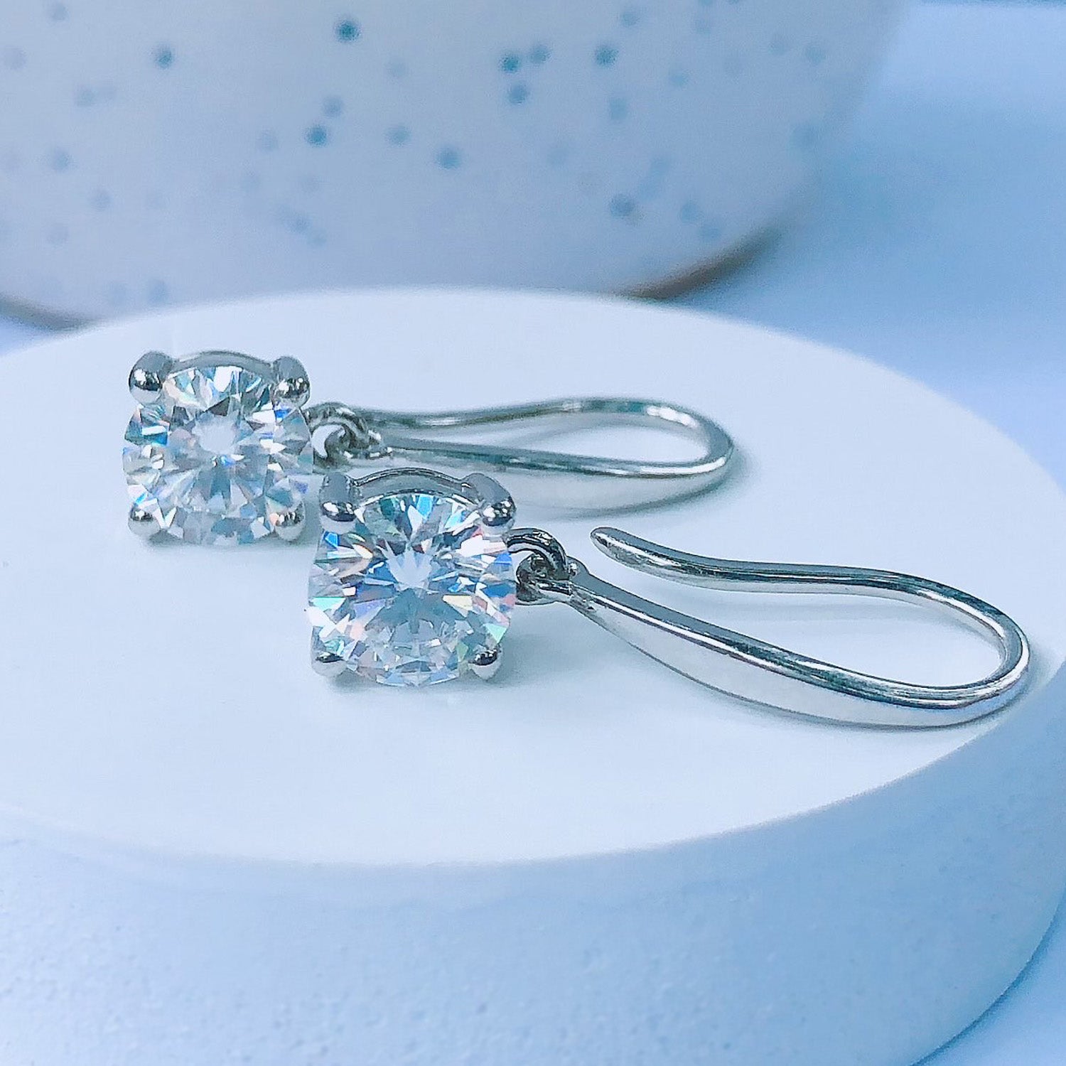 6MM Lab Created Moissanite Dangle Earrings