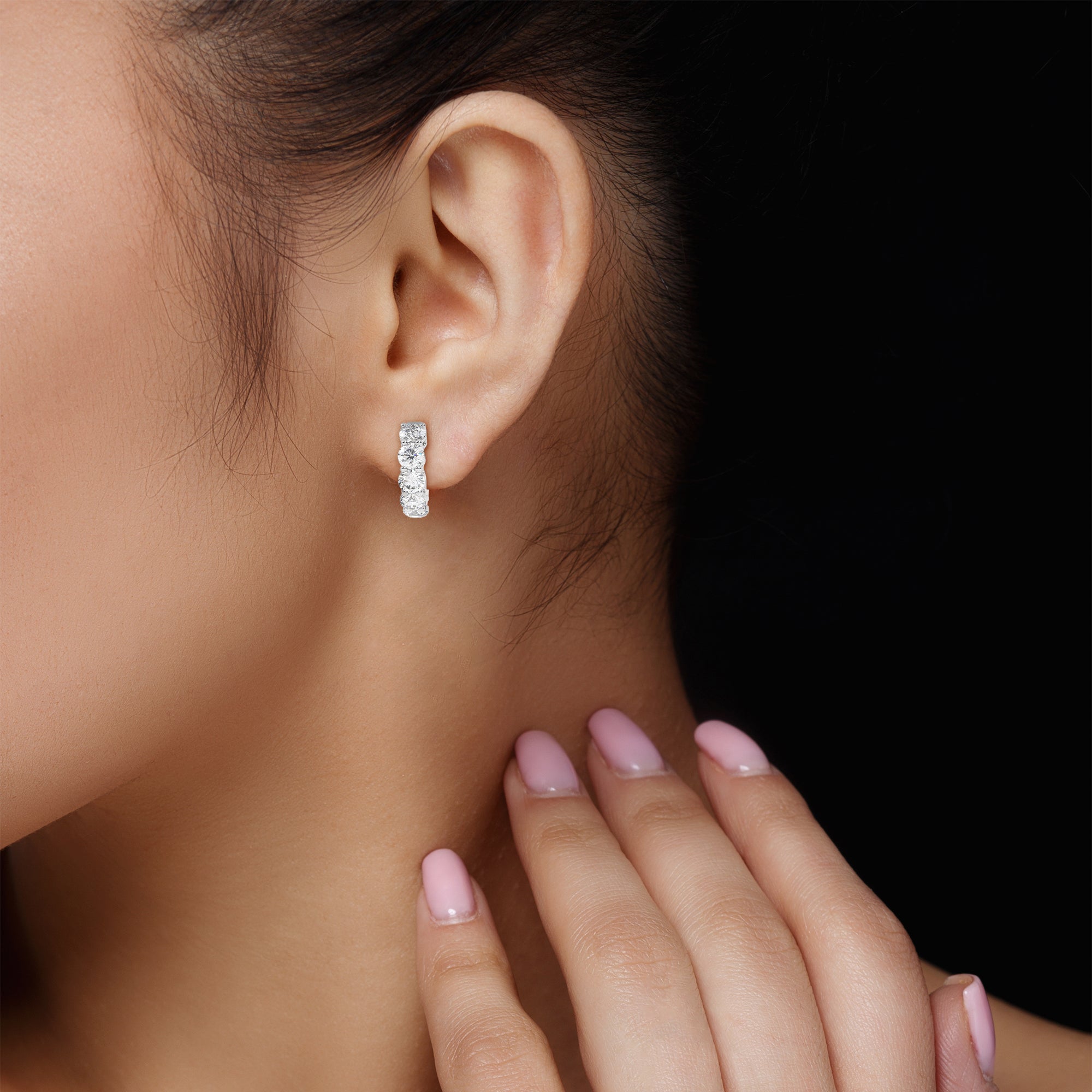 IGI Certified Lab Grown Diamond Five Stone Hoop Earrings