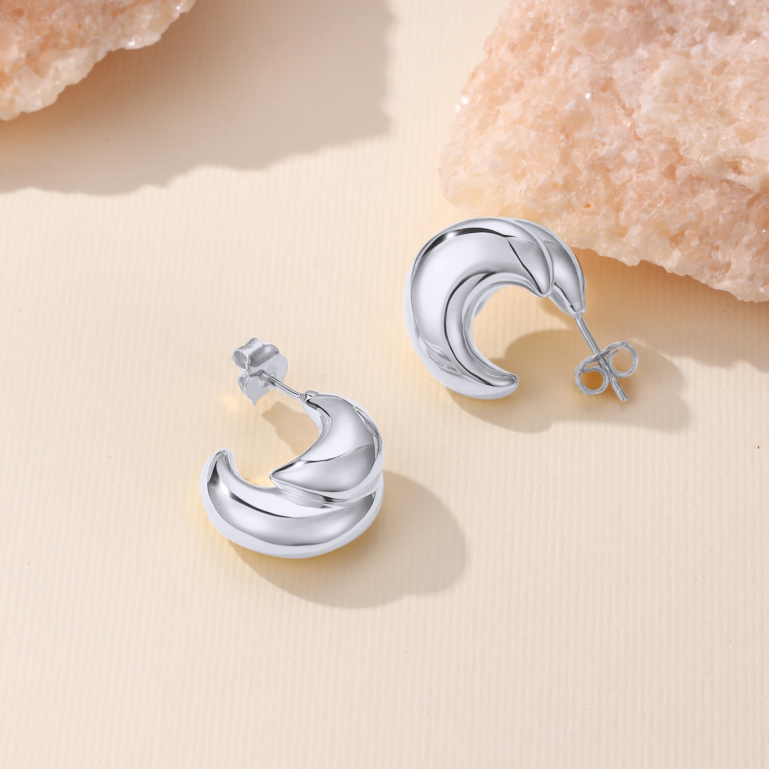 Lia Chunky Double Cresent Moon Earrings