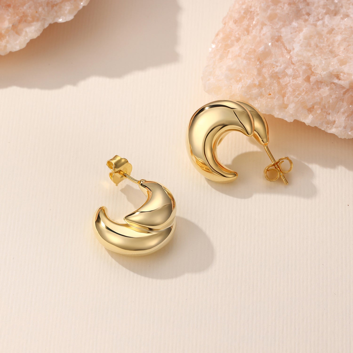 Lia Chunky Double Cresent Moon Earrings