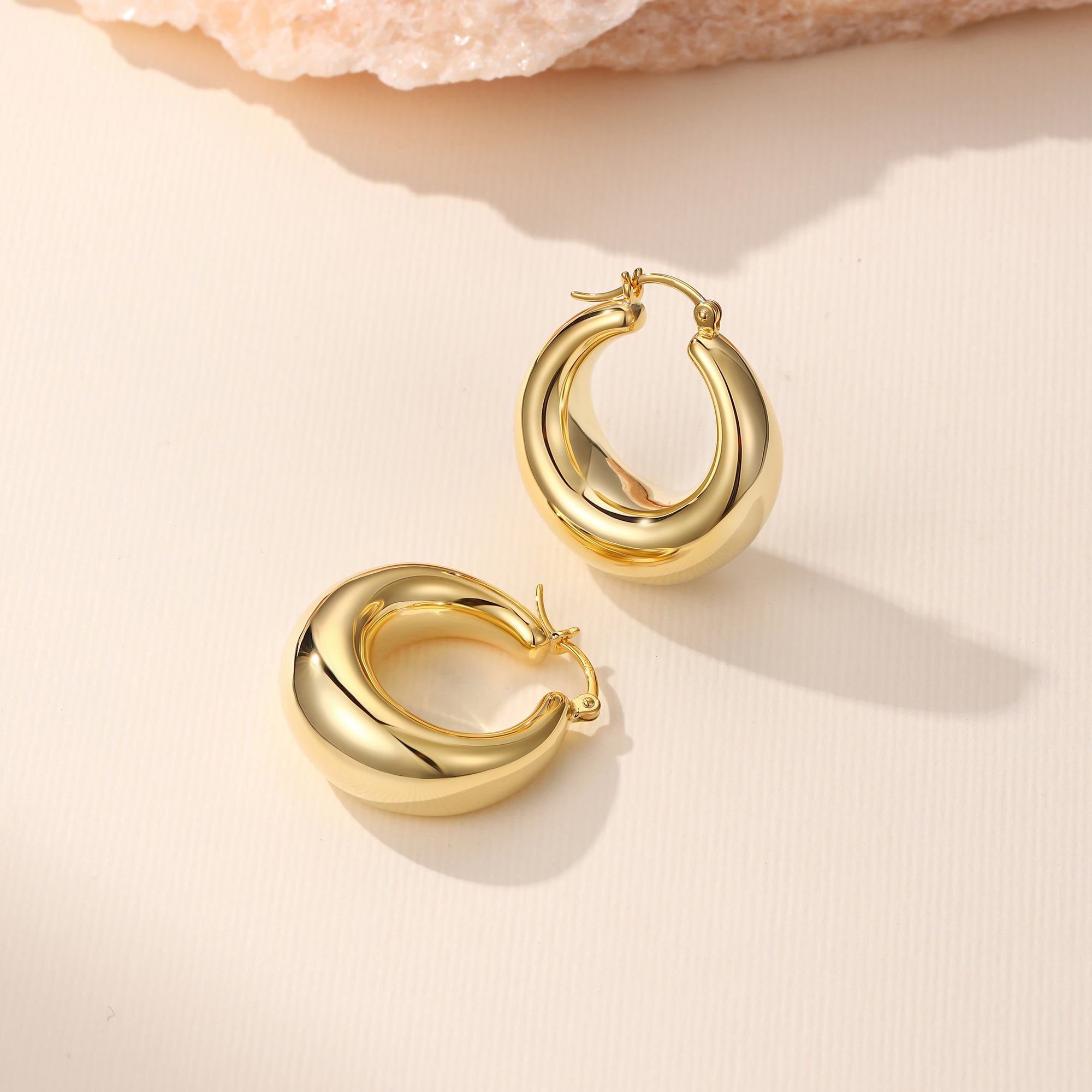 Jax Chunky Dome Drop Hoop Earrings