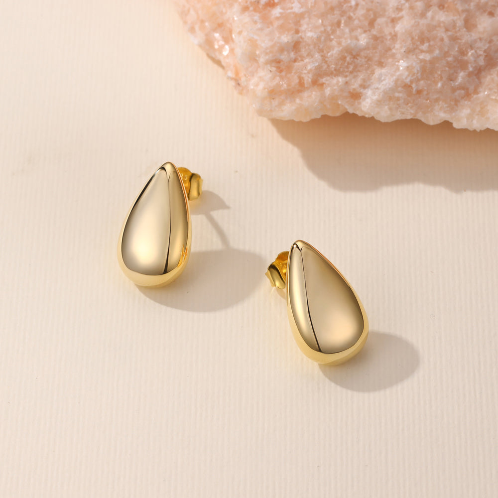 
                      
                        18K Gold Plated 925 Sterling Silver Teardrop Chunky Hoop Earrings | Lightweight Teardrop Hollow Open Hoops for Women | Designer Dupe Earrings
                      
                    