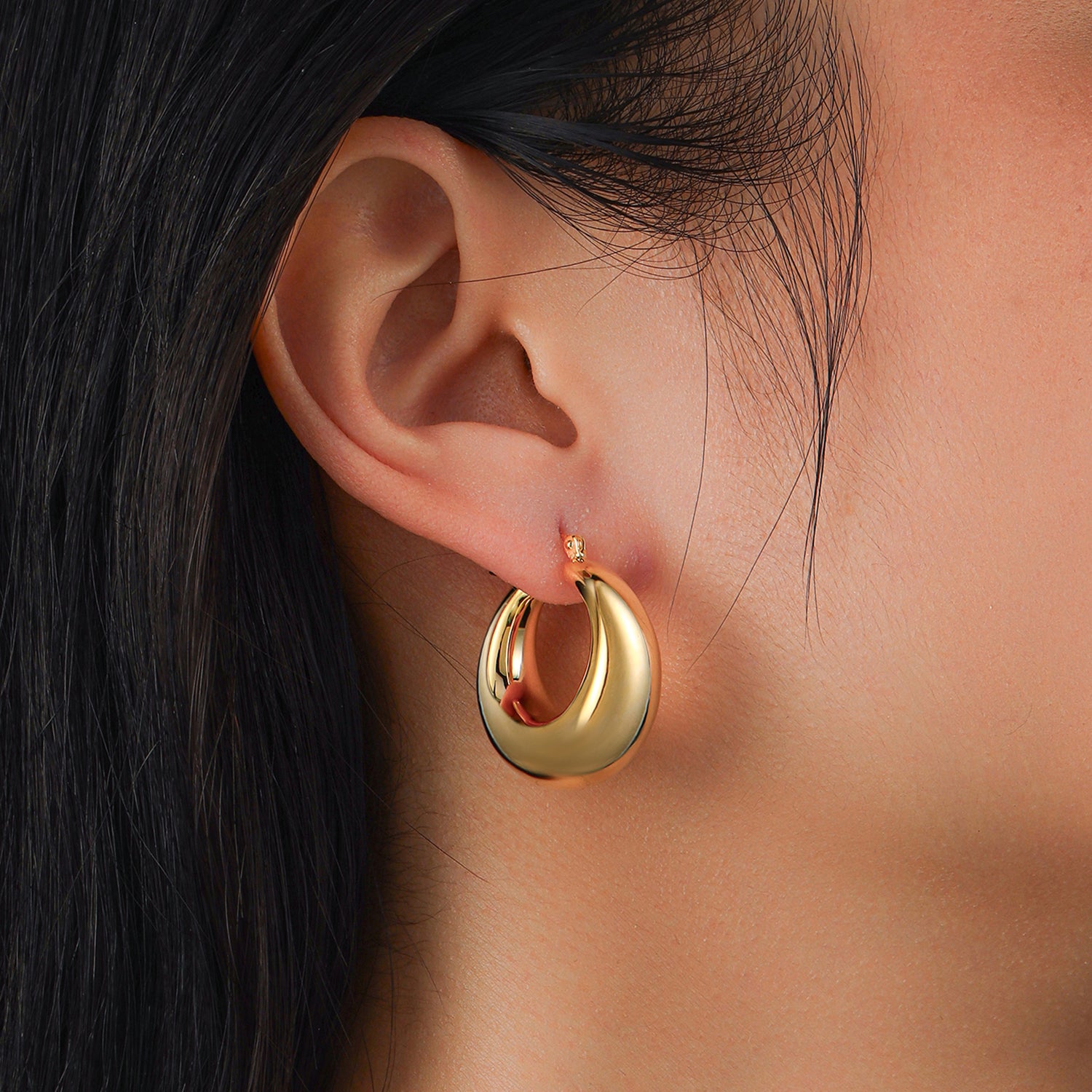 Jax Chunky Dome Drop Hoop Earrings