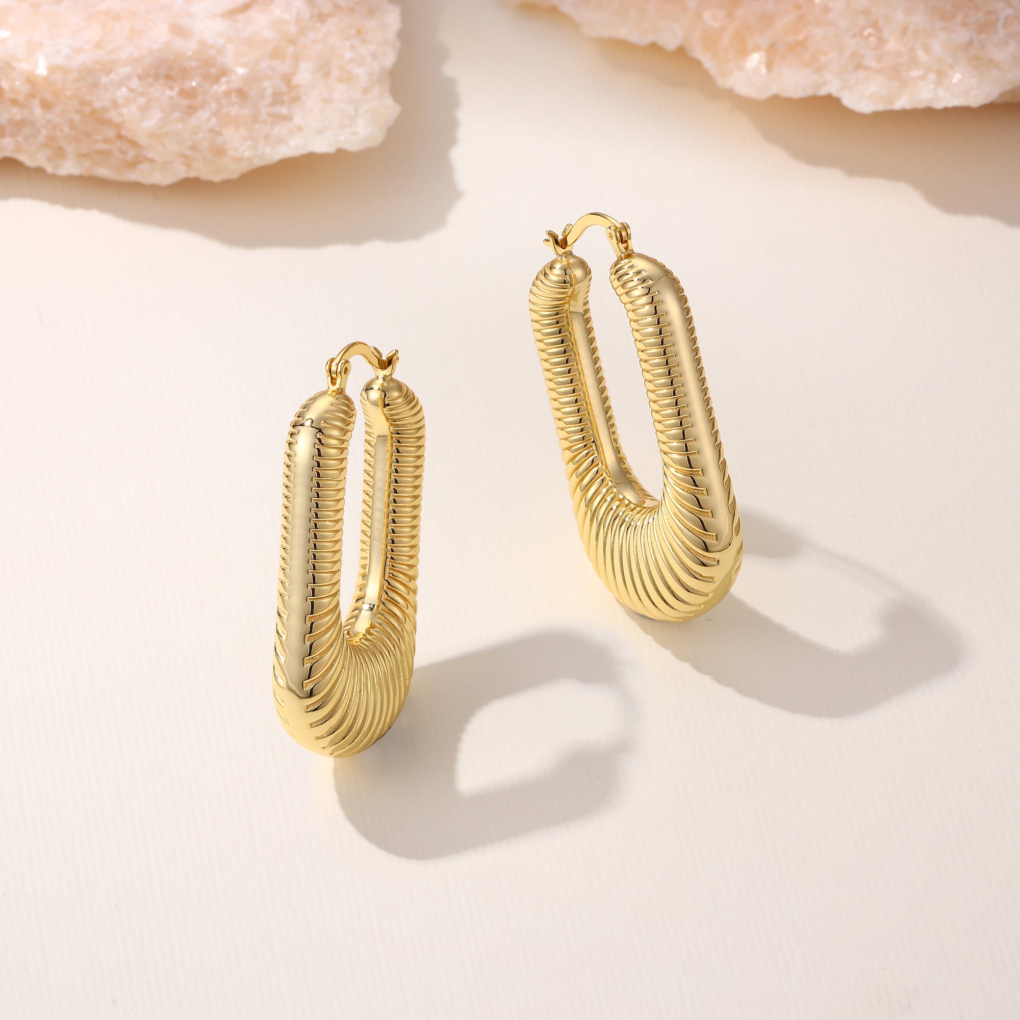 Eve Chunky Textured U Shape Hoop Earrings