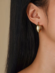 Max Chunky Oval Leaf Hoop Earrings