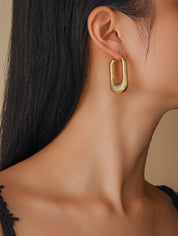 Eve Chunky Textured U Shape Hoop Earrings