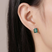 Rey Emerald Gemstone Solitaire Stud Earrings