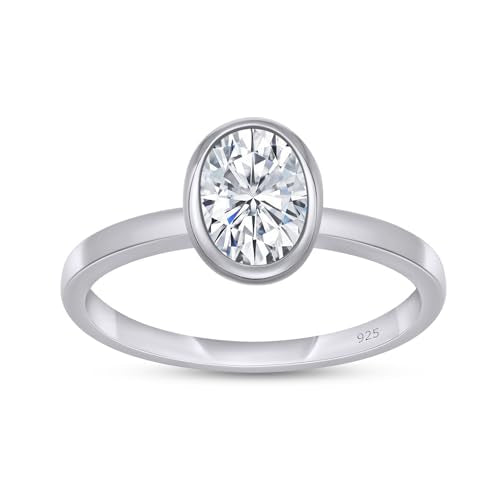 Load image into Gallery viewer, Multi Shape Lab Created Moissanite Diamond Bezel Set Solitaire Engagement Ring In 14K Gold Over 925 Sterling Silver Jewelry
