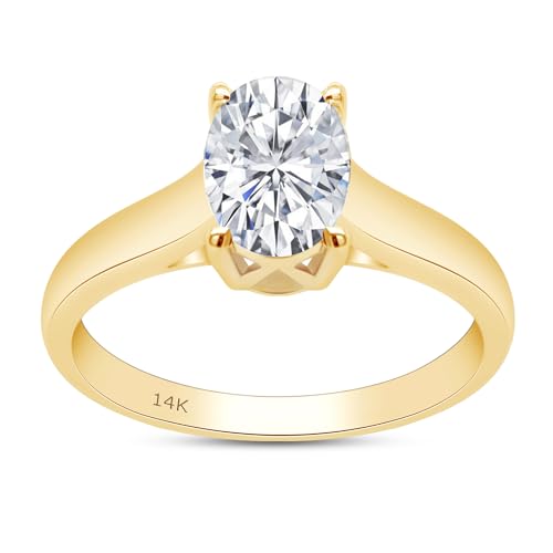 IGI Certified Lab Grown Diamond 4 Prong Solitaire Engagement Ring (10K/14K Solid Gold) Oval Shape Anniversary Promise Ring For Women Jewelry