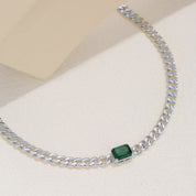 Lea Cuban Link Emerald Chain Necklace