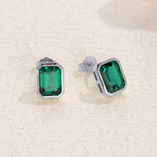 Rey Emerald Gemstone Solitaire Stud Earrings