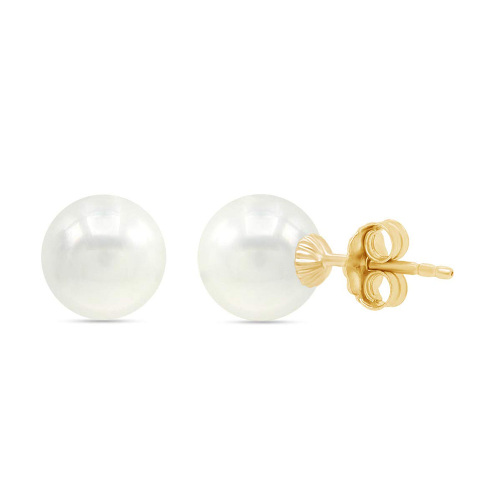 
                      
                        Round White Natural Diamond Pearl Stud Earrings With Push Back 14K Solid Gold Jewelry For Womens (5mm-10mm)
                      
                    