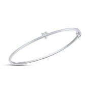 Heart Shape White Cubic Zirconia Solitaire Bangle Bracelet For Women In 925 Sterling Silver