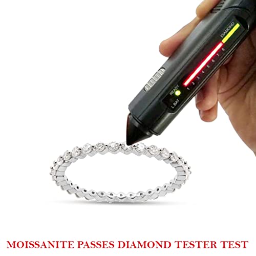 0.50 Carat Round Lab Created Moissanite Diamond Full Eternity Stackable Engagement Ring For Women In 925 Sterling Silver