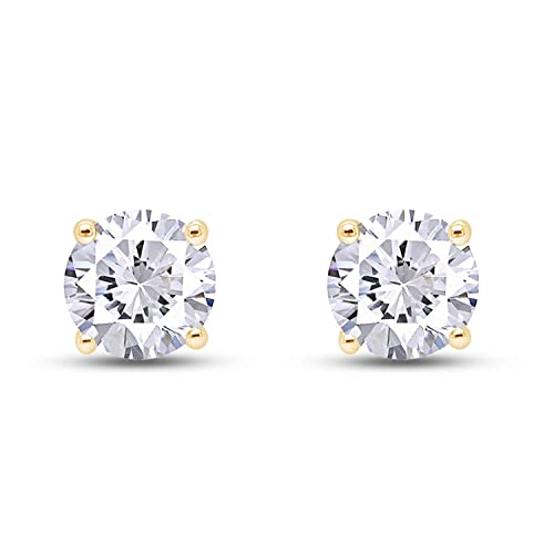 Load image into Gallery viewer, 0.08ct to 1/2ct Lab Grown Diamond Round Stud Earrings for Women in 14k Gold (G-H Color, VS-SI Clarity) Prong Set Round Cut Screw Back Studs
