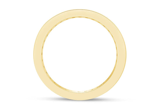 AFFY Round Shape Simulated Birthstone Full Eternity Band Ring in 14K Yellow Gold Over Sterling Silver
