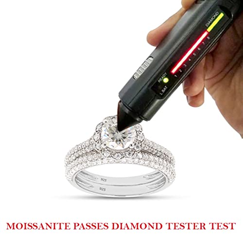 
                      
                        1.50 Carat Round Cut Lab Created Moissanite Diamond Halo Bridal Set Ring For Women In 925 Sterling Silver
                      
                    