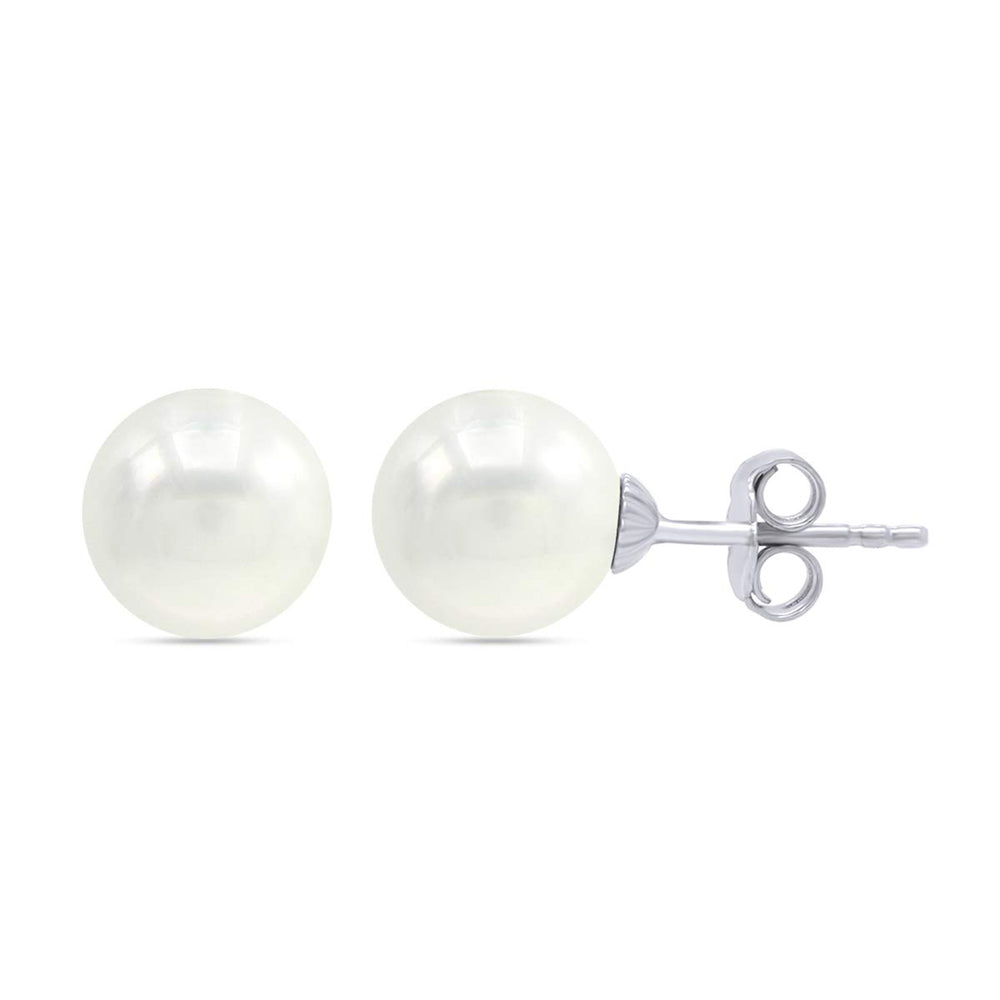 
                      
                        Round White Natural Diamond Pearl Stud Earrings With Push Back 14K Solid Gold Jewelry For Womens (5mm-10mm)
                      
                    