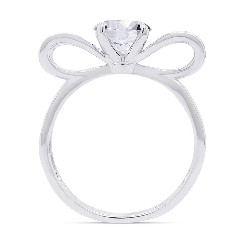 
                      
                        Center 0.75ct 6MM Round Cut Lab Created Moissanite Bow Knot Design Engagement Ring In 14k Gold Over Sterling Silver Jewelry For Women Gifts For Her
                      
                    