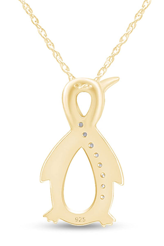 Load image into Gallery viewer, 1/10 Carat White Natural Diamond Penguin Infinity Pendant Necklace 925 Sterling Silver
