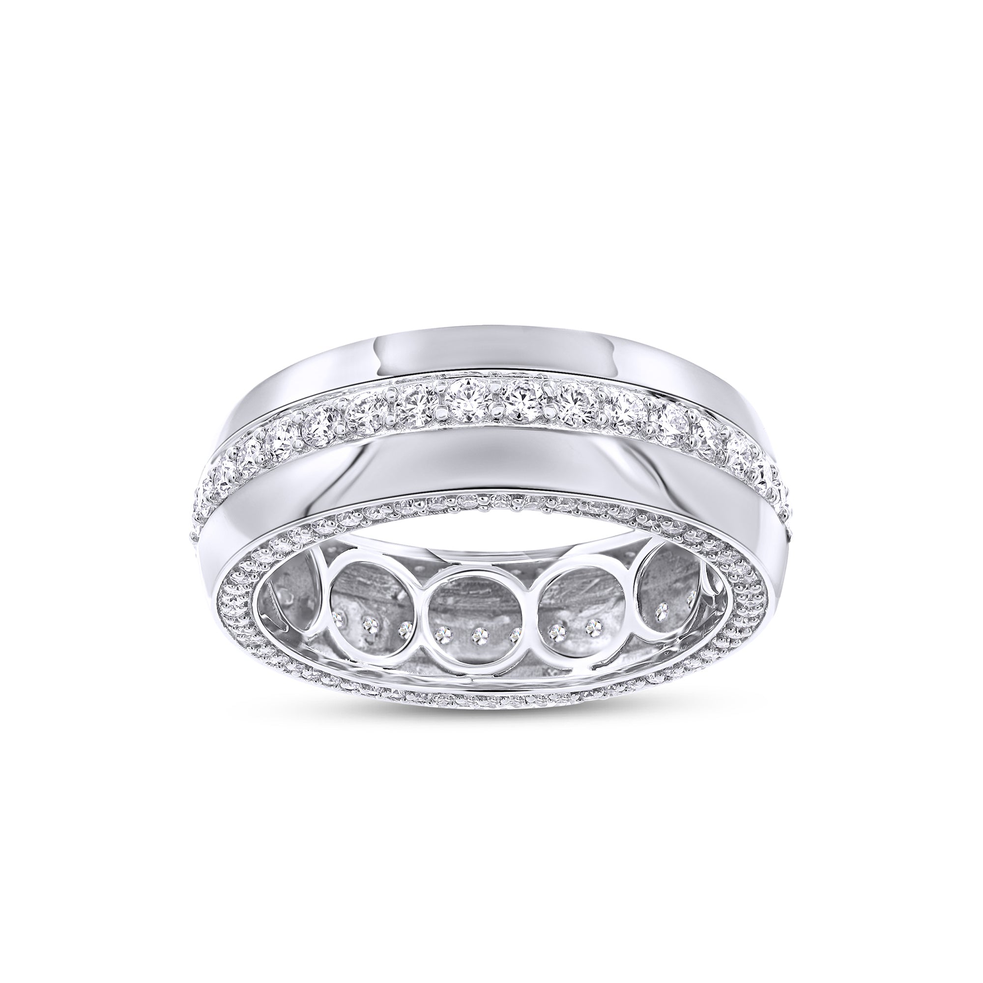 Lab Created Moissanite Men’s Eternity Wedding Band Ring
