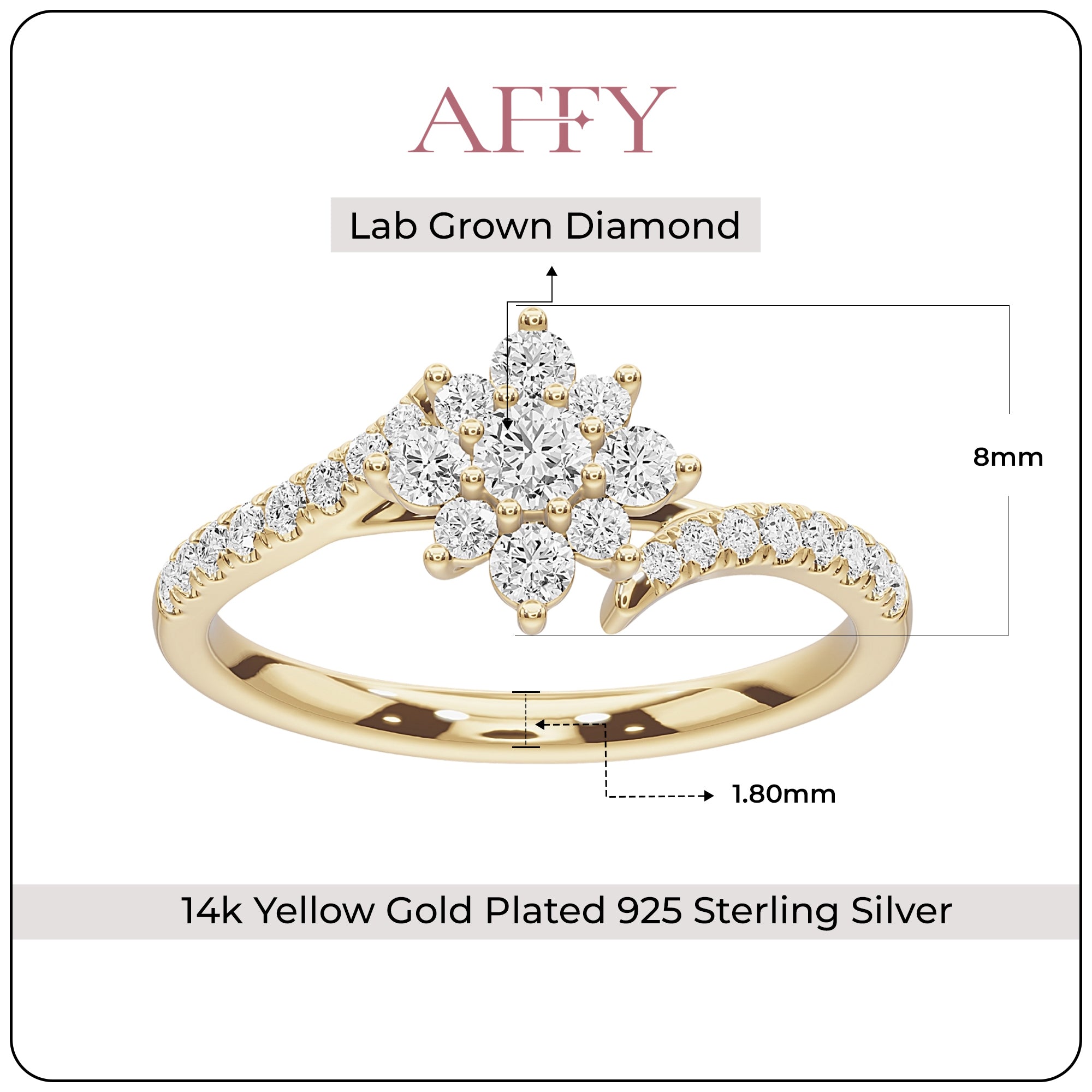 Floral Style Bypass Promise Lab Grown Diamond Ring