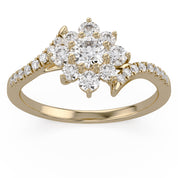 Floral Style Bypass Promise Lab Grown Diamond Ring